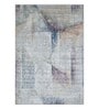 Cream and Blue Abstract 3x5 Feet Machine Made Carpet