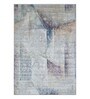 Cream and Blue Abstract 4x6 Feet Machine Made Carpet