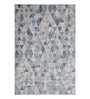 Cream and Blue Geometric 4x6 Feet Machine Made Carpet