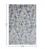 Cream and Blue Geometric 4x6 Feet Machine Made Carpet