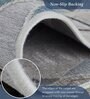 Cream and Blue Geometric 5x7 Feet Machine Made Carpet