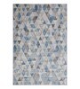 Cream and Blue Geometric 5x7 Feet Machine Made Carpet