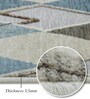 Cream and Blue Geometric 5x7 Feet Machine Made Carpet