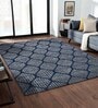 Cream and Blue Moroccan 4x6 Feet Machine Made Carpet