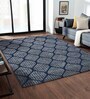 Cream and Blue Moroccan 5x7 Feet Machine Made Carpet