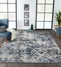 Cream and Blue Persian 3x5 Feet Machine Made Carpet