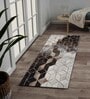 Cream and Brown Geometrical Polypropylene 5 ft x 2 ft Machine Made Runner