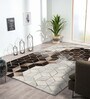 Cream and Brown Geometrical Polypropylene 6 ft x 4 ft Machine Made Carpet