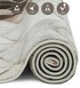 Cream and Brown Geometrical Polypropylene 7 ft x 5 ft Machine Made Carpet