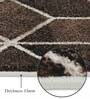 Cream and Brown Geometrical Polypropylene 9 ft x 6 ft Machine Made Carpet