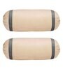 Cream and Dark Grey Stripes TC Velevt 2 Bolster Covers