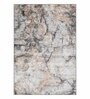 Cream and Grey Abstract 3x5 Feet Machine Made Carpet