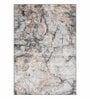 Cream and Grey Abstract 4x6 Feet Machine Made Carpet