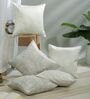 Cream and Grey Polyester Ethnic 16x16 inches Cushion Cover Set of 5