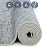 Cream and Light Blue Abstract 3x5 Feet Machine Made Carpet
