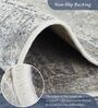 Cream and Light Blue Abstract 3x5 Feet Machine Made Carpet