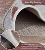 Cream and Red Geometric 3x5 Feet Machine Made Carpet