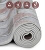 Cream and Red Geometric 3x5 Feet Machine Made Carpet