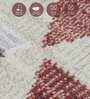 Cream and Red Geometric 3x5 Feet Machine Made Carpet