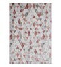Cream and Red Geometric 3x5 Feet Machine Made Carpet