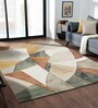 Cream and Rust Abstract Polypropylene 9 ft x 6 ft Machine Made Carpet
