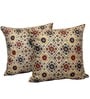 Cream Art Silk Chanderi Textured Floral 16x16 inches Cushion Covers (Set of 2)