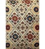 Cream Art Silk Chanderi Textured Floral 16x16 inches Cushion Covers (Set of 2)