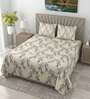 Cream Black Metro 186 TC Cotton King Bedsheet With 2 Pillow Covers