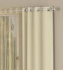 Cream Striped Polyester 5 Ft Blackout Eyelet Window Curtains (Set of 4)