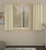 Cream Striped Polyester 5 Ft Blackout Eyelet Window Curtains (Set of 4)