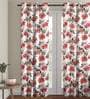 White Polyester Velvet Floral 7FT Light Filtering Eyelet Door Curtains (Pack of 1)