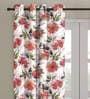 White Polyester Velvet Floral 7FT Light Filtering Eyelet Door Curtains (Pack of 1)