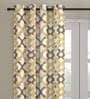 White Polyester Velvet Geometric 7FT Light Filtering Eyelet Door Curtains (Pack of 1)