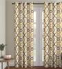 White Polyester Velvet Geometric 7FT Light Filtering Eyelet Door Curtains (Pack of 1)
