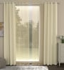 Cream Solid Polyester 7 Ft Blackout Eyelet Door Curtains (Set of 4)