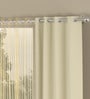 Cream Solid Polyester 7 Ft Blackout Eyelet Door Curtains (Set of 4)