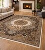 Cream&Blue Polypropylene Antistatic 20 X 26 Feet Carpet With Cotton Backing