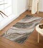 Cream Brown Abstract Polypropylene 5 ft x 2 ft Machine Made Runner