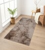 Cream Brown Abstract Polypropylene 5 ft x 2 ft Machine Made Runner