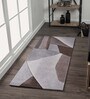 Cream Brown Abstract Polypropylene 5 ft x 2 ft Machine Made Runner