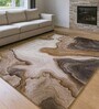 Cream Brown Abstract Polypropylene 6 ft x 4 ft Machine Made Carpet