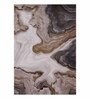 Cream Brown Abstract Polypropylene 6 ft x 4 ft Machine Made Carpet
