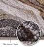 Cream Brown Abstract Polypropylene 7 ft x 5 ft Machine Made Carpet