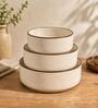 Cream Ceramic Serving Bowl Set of 3 (500 ML, 600 ML & 800 ML)