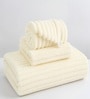 Cream Coral Fleece  Solid 450 Gsm Bath Towel Set Of 3