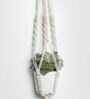 Cream Beads Knotted Cotton Boho Rope Macrame Plant Holder, Set of 4