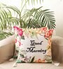 Cream Cotton Floral Quoted 18x18 inches Cushion Covers (Set of 5)