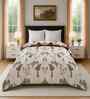 Cream Cotton Floral 300 Gsm Double Bed Reversible Comforter