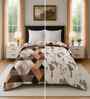 Cream Cotton Floral 300 Gsm Double Bed Reversible Comforter