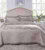 Cream Cotton Polyester Floral Print 145 GSM Double Bed Quilt